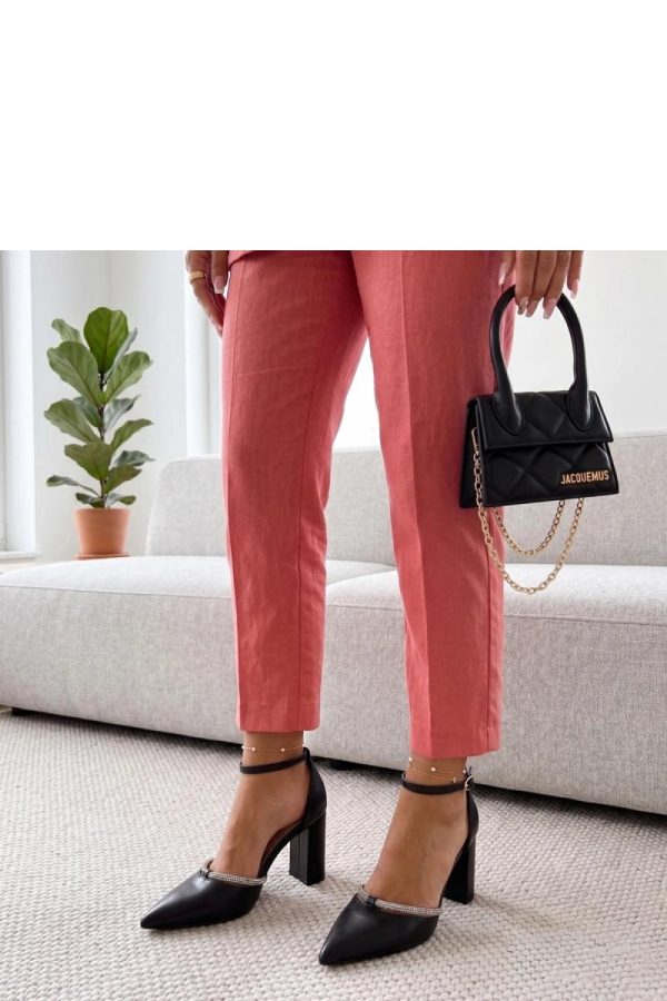 Black Block Heel Pumps...Fabric, Footbed and Heel Height