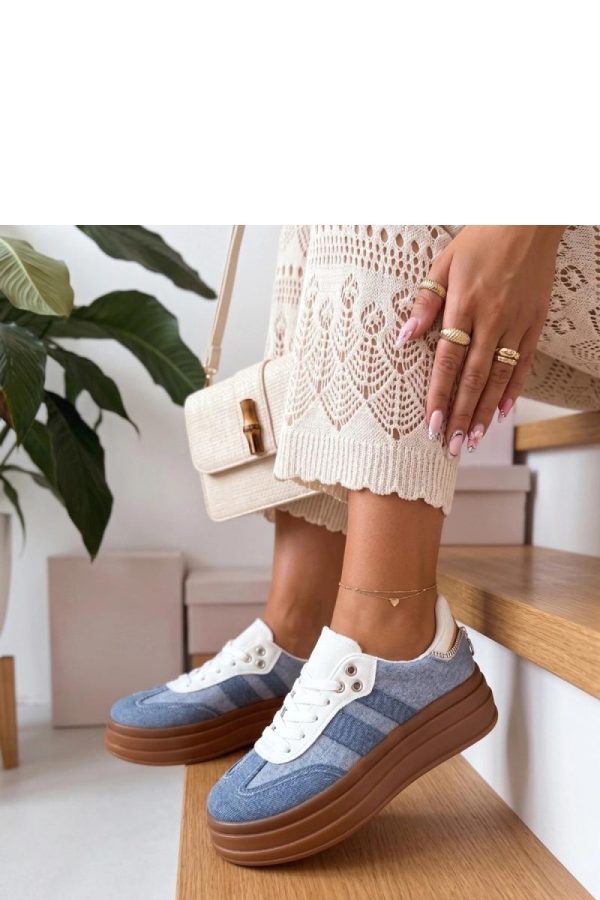 Blue Platform Sneakers.Fabric, Footbed and Platform Height