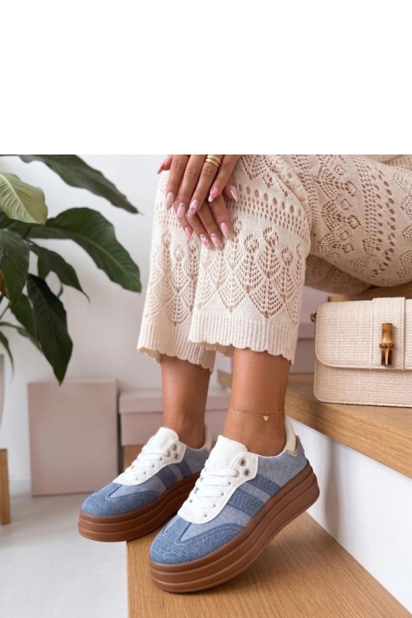 Blue Platform Sneakers.Fabric, Footbed and Platform Height