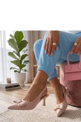 1124698 Pink High Heels in High Heels with Fabric, Footbed and Heel Height