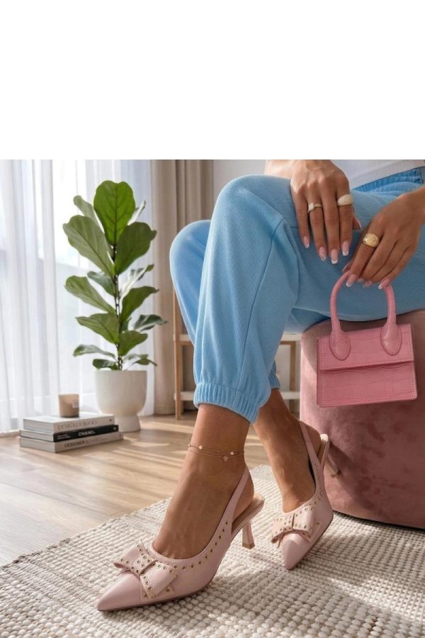 Pink High Heels in High Heels with Fabric, Footbed and Heel Height