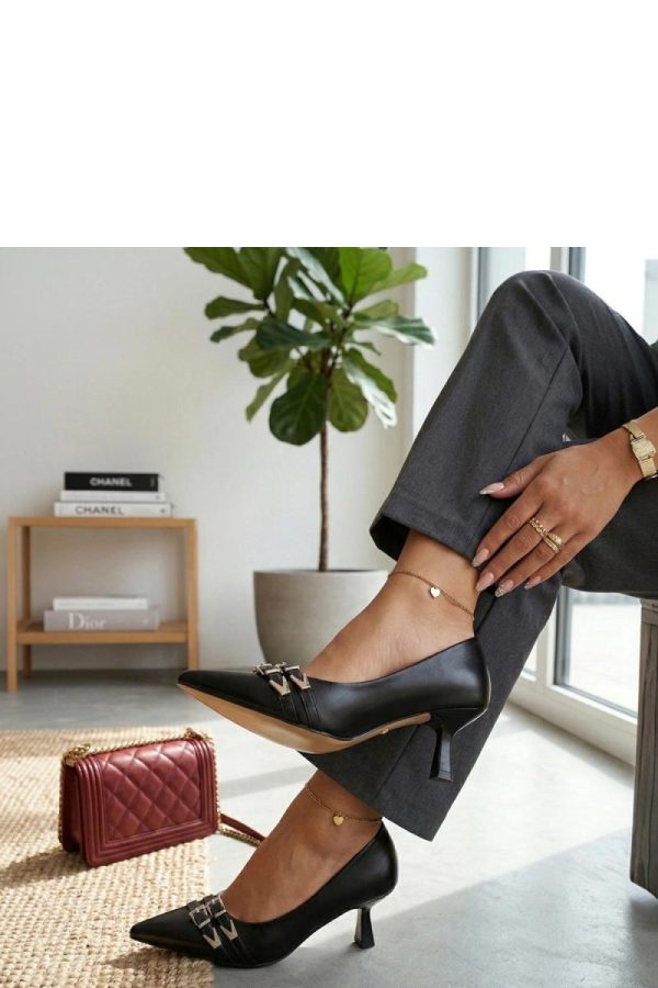 Black High Heels in High Heels with Fabric, Footbed and Heel Height