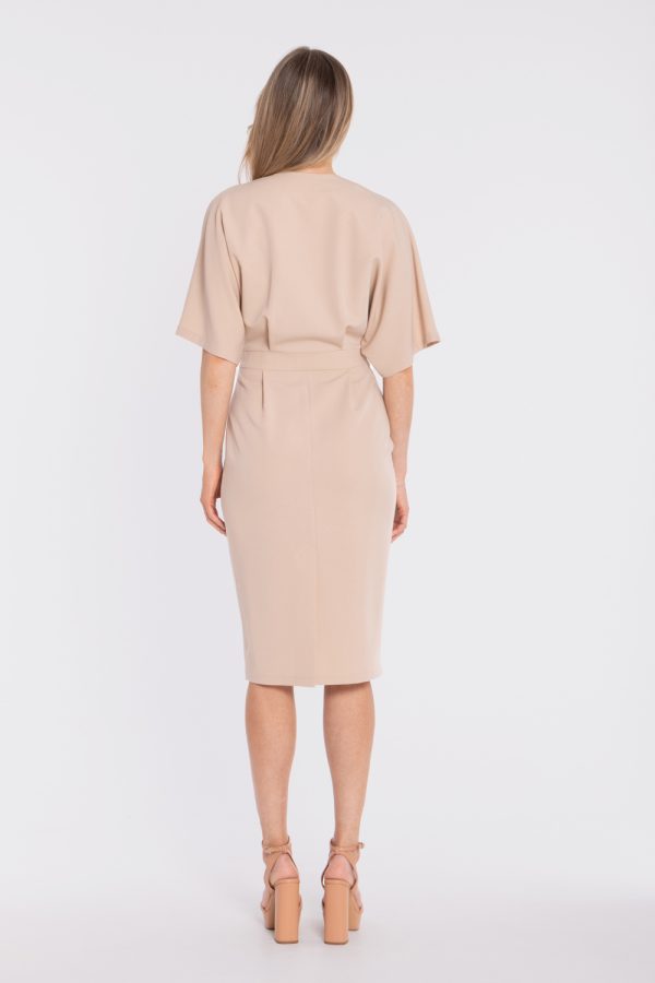 Beige Daydress in Day Dresses with Spandex, Polyester and Viscose
