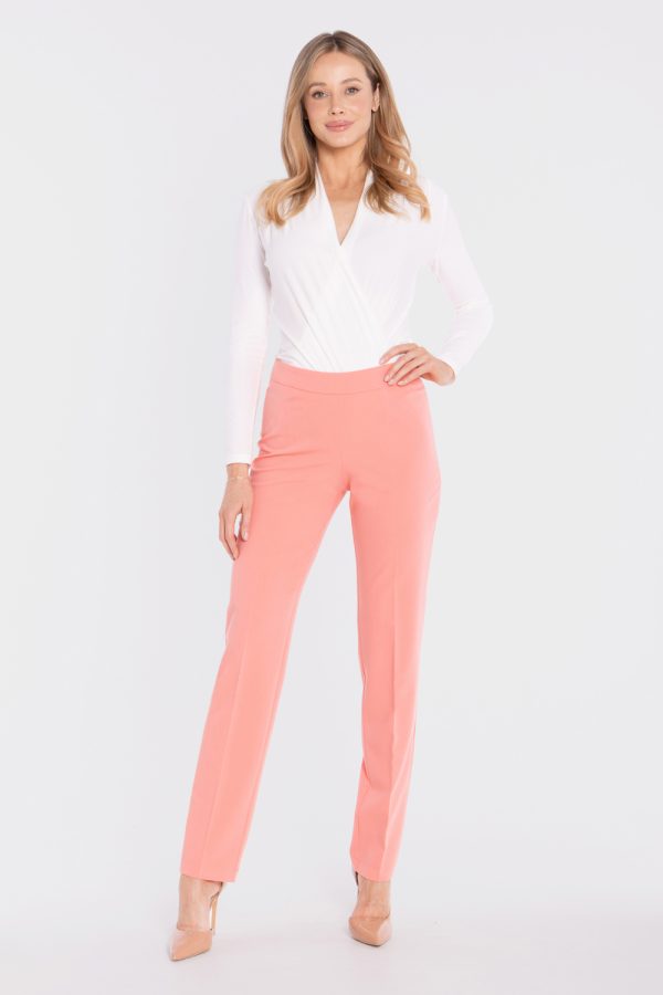 Pink Women Trousers in Pants, Trousers, Shorts with Spandex, Polyester and Viscose