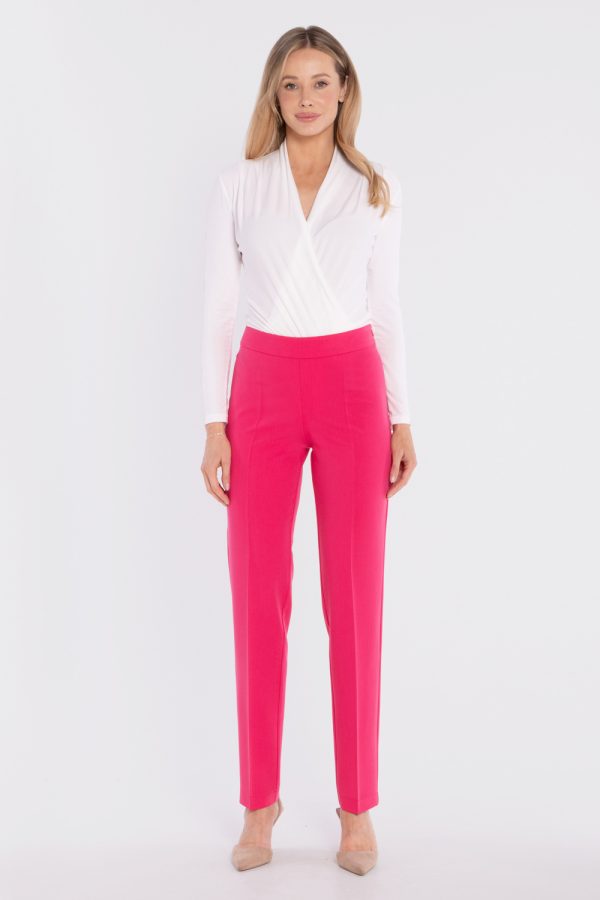Pink Women Trousers in Pants, Trousers, Shorts with Spandex, Polyester and Viscose