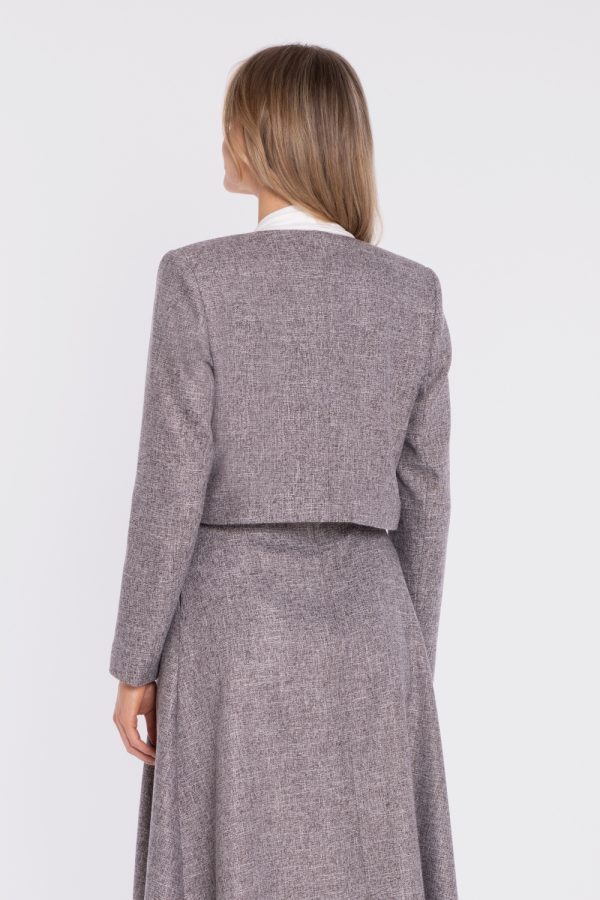 Grey Jacket in Jackets, Vests For Women with Polyester, Rayon and Spandex