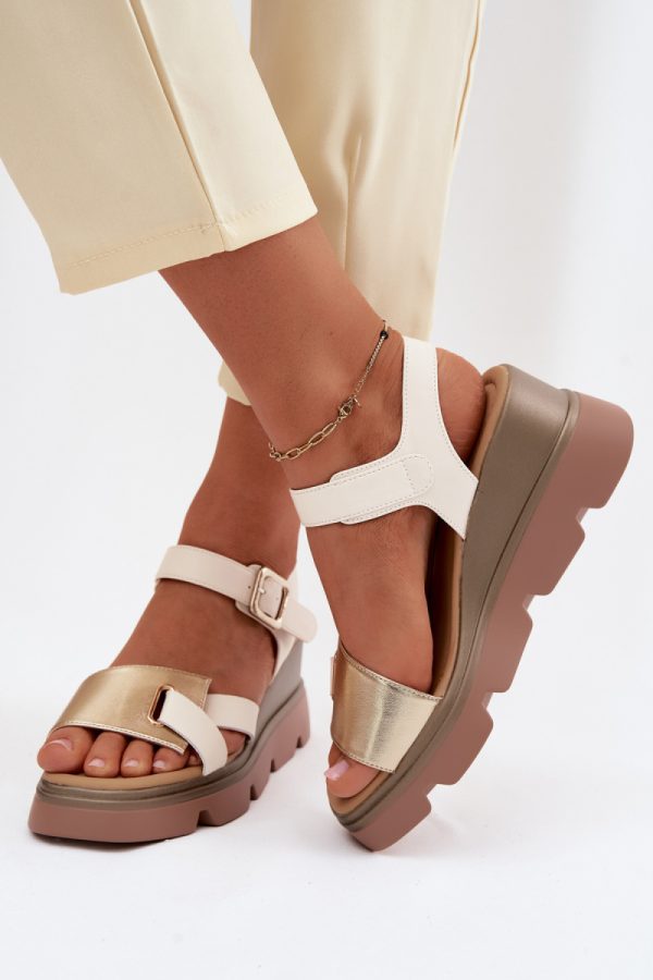 Beige Buskin in Sandals & Flip-Flops For Women with Fabric, Footbed and Heel Height