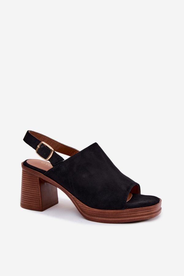 Black Heel Sandals in Sandals & Flip-Flops For Women with Fabric, Footbed and Heel Height
