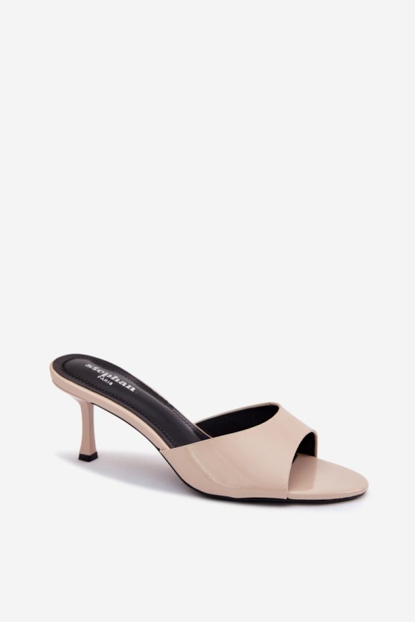 Beige Heeled Sandals in Sandals & Flip-Flops For Women with Fabric, Footbed and Heel Height