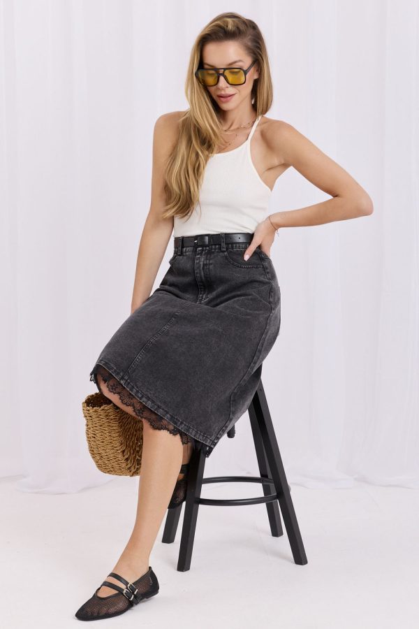 Black Denim Skirt in Skirts with Cotton and Rayon