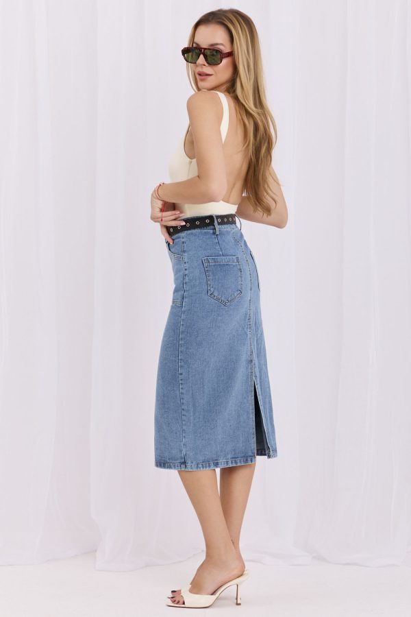 Blue Denim Skirt in Skirts with Cotton and Rayon