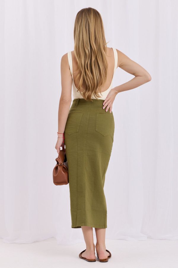 Green Denim Skirt in Skirts with Cotton and Rayon