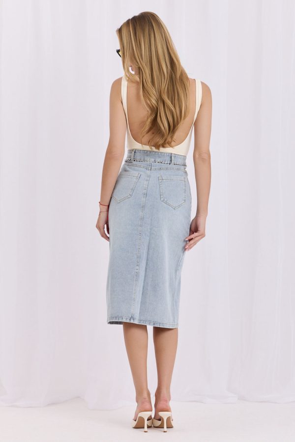 Blue Denim Skirt in Skirts with Cotton and Rayon