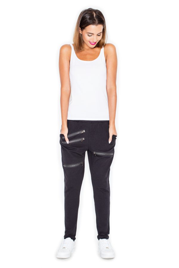 Black Women Trousers in Women`s Tracksuit Bottoms, Sports Pants with Cotton and Spandex