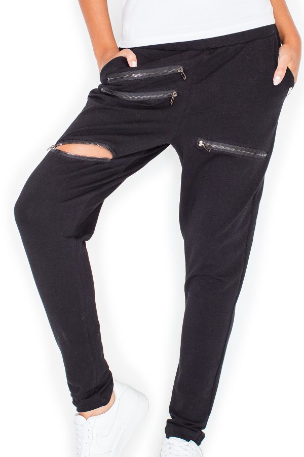 Black Women Trousers in Women`s Tracksuit Bottoms, Sports Pants with Cotton and Spandex