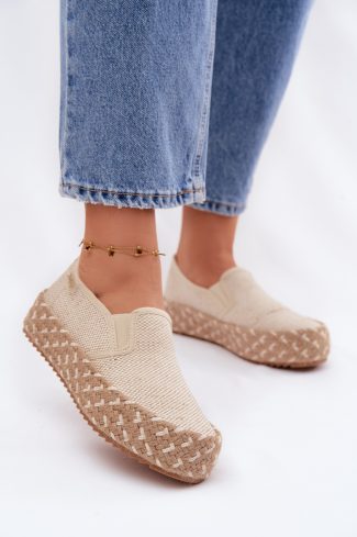 Beige Espadrille in Ballet Flats, Ballet Pumps For Women with Fabric, Footbed, Upper Height and Platform Height