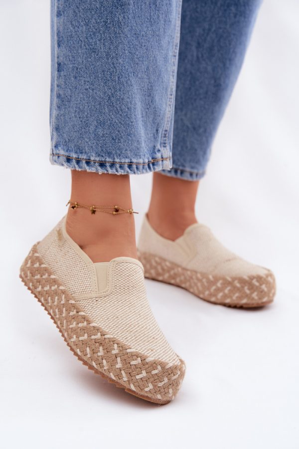 Beige Espadrille in Ballet Flats, Ballet Pumps For Women with Fabric, Footbed, Upper Height and Platform Height
