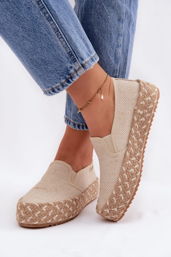 Beige Espadrille in Ballet Flats, Ballet Pumps For Women with Fabric, Footbed, Upper Height and Platform Height