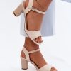 1125798.jpg Beige Heel Sandals in Sandals & Flip-Flops For Women with Fabric, Footbed and Heel Height
