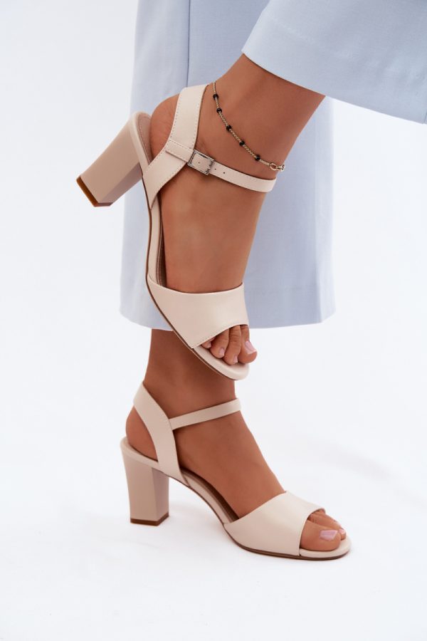 Beige Heel Sandals in Sandals & Flip-Flops For Women with Fabric, Footbed and Heel Height