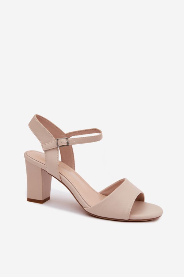 Beige Heel Sandals in Sandals & Flip-Flops For Women with Fabric, Footbed and Heel Height