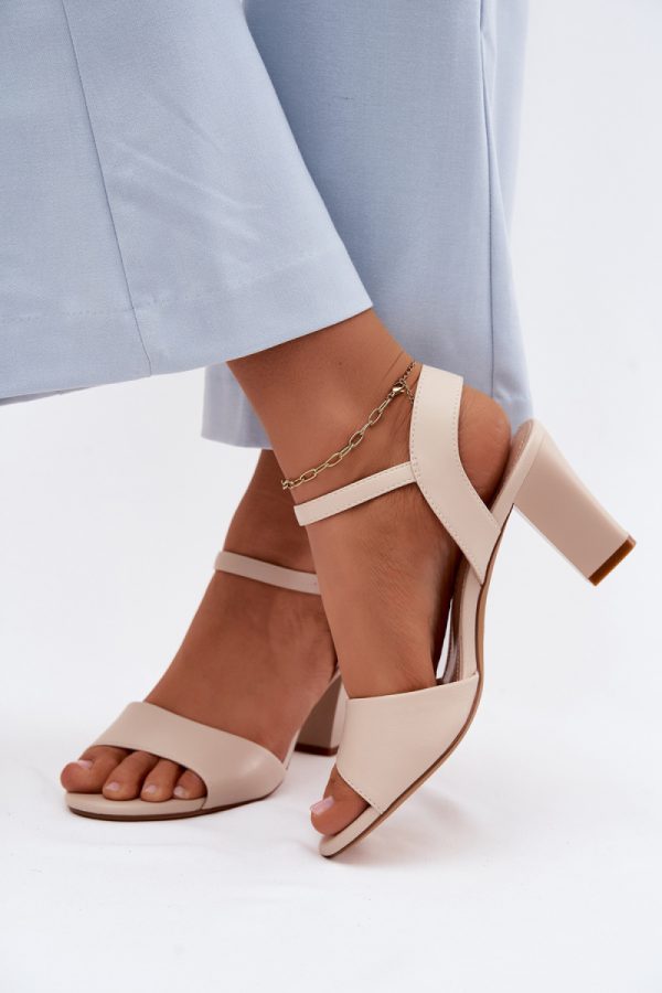 Beige Heel Sandals in Sandals & Flip-Flops For Women with Fabric, Footbed and Heel Height