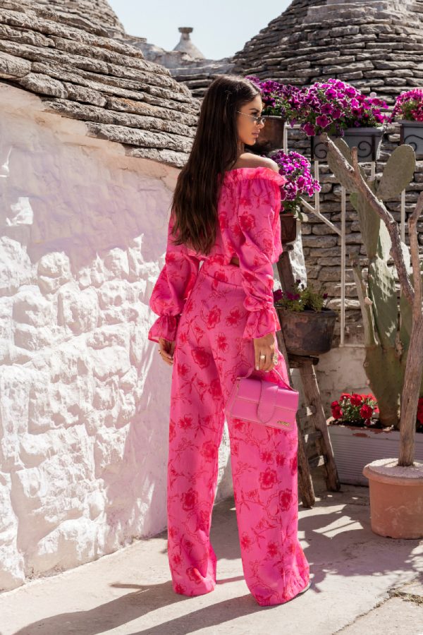 Pink Set in Pants, Trousers, Shorts with Len and Viscose