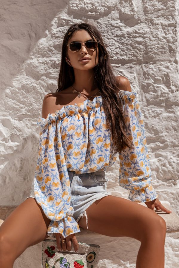 Blue Blouse in Women`s Blouses, Tunics with Len and Viscose