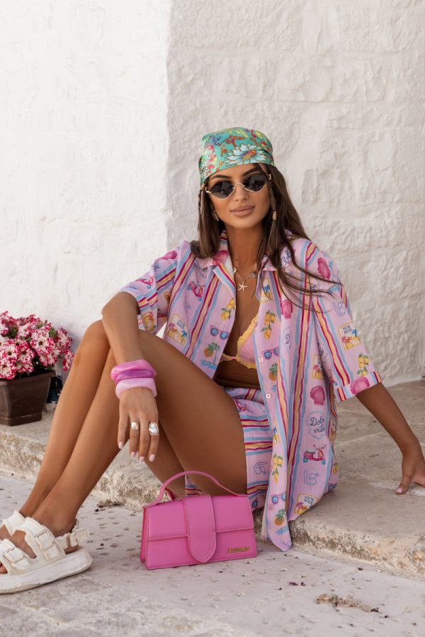 Pink Set in Pants, Trousers, Shorts with Len and Viscose
