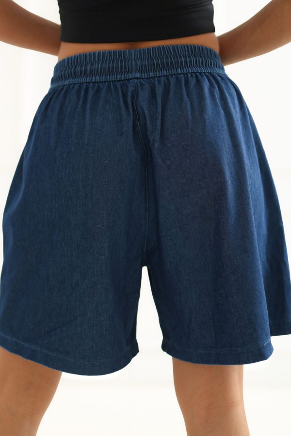 Blue Shorts in Shorts For Women, Crop Pants with Cotton and Spandex