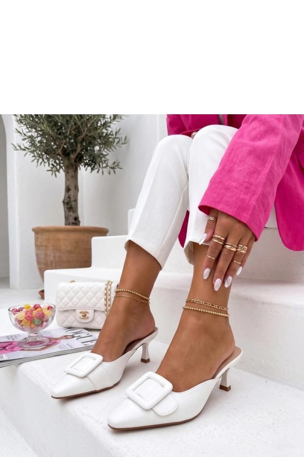 White Heeled Sandals in Sandals & Flip-Flops For Women with Fabric, Footbed and Heel Height