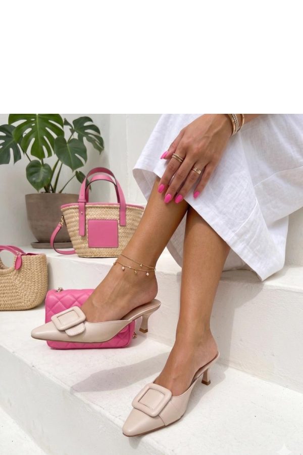 Beige Heeled Sandals.Fabric, Footbed and Heel Height