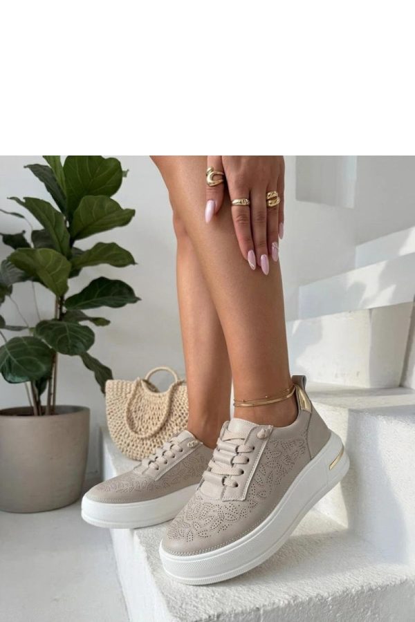 Beige Platform Sneakers..Fabric, Footbed and Platform Height