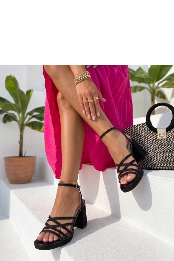 Black Heel Sandals in Sandals & Flip-Flops For Women with Fabric, Footbed and Heel Height