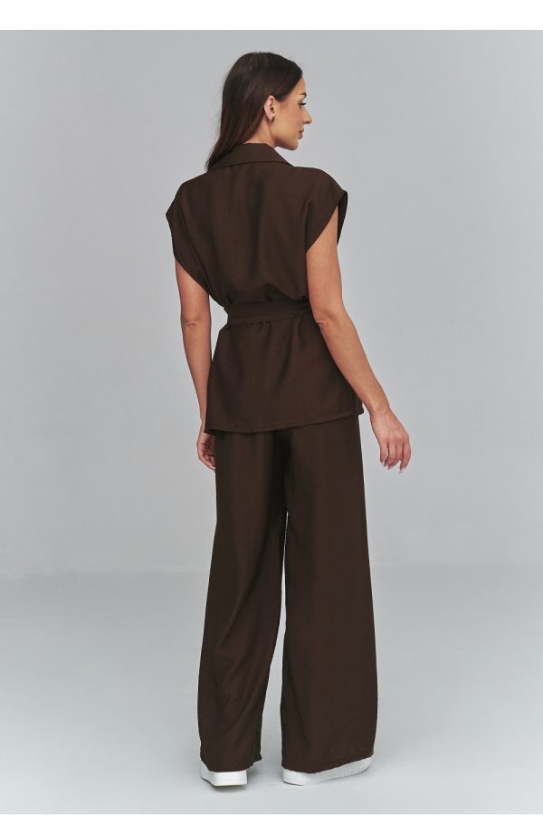 Brown Set in Pants, Trousers, Shorts with Nylon and Viscose