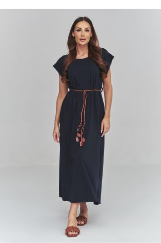 Navy Blue Daydress in Day Dresses with Cotton and Spandex