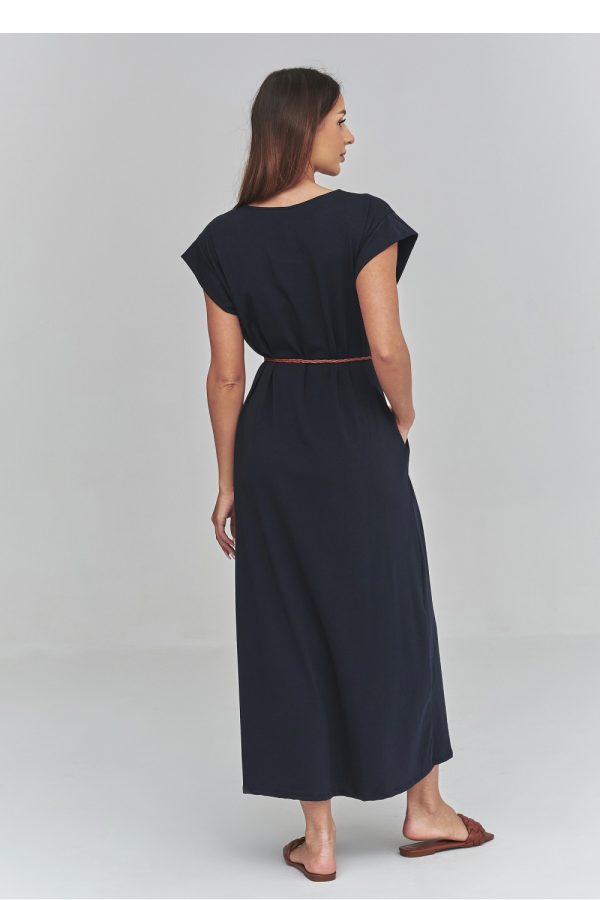 Navy Blue Daydress in Day Dresses with Cotton and Spandex