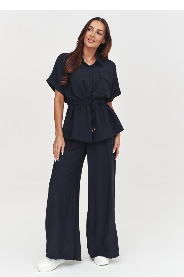Navy Blue Set in Pants, Trousers, Shorts with Nylon and Viscose