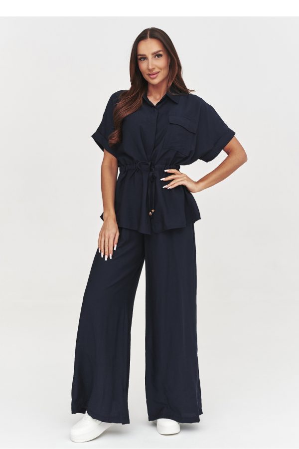Navy Blue Set in Pants, Trousers, Shorts with Nylon and Viscose