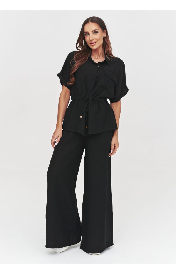 Black Set in Pants, Trousers, Shorts with Nylon and Viscose