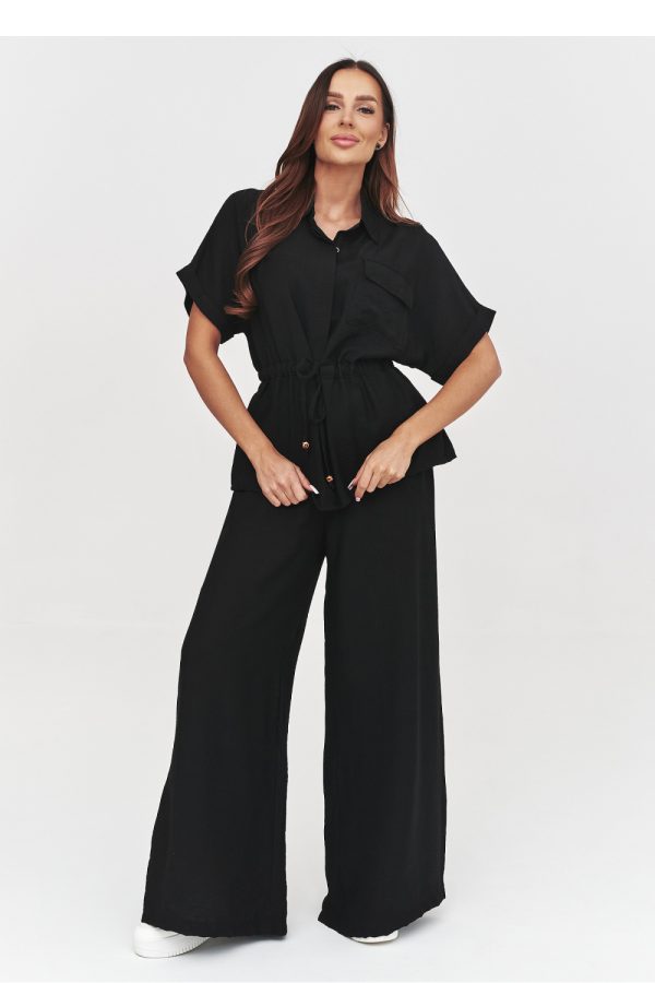 Black Set in Pants, Trousers, Shorts with Nylon and Viscose
