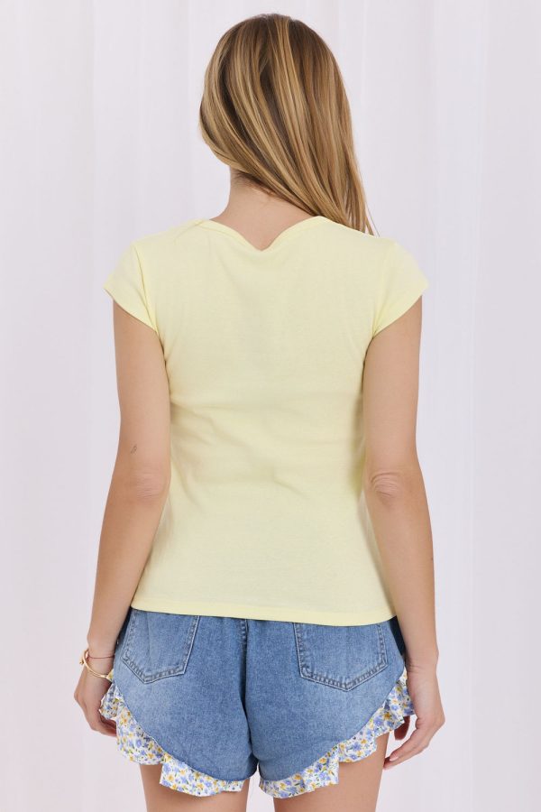 Yellow T-shirt in Women`s Tops, T-shirts, Singlets with Cotton and Spandex