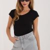Black T-shirt in Women`s Tops, T-shirts, Singlets with Cotton and Spandex