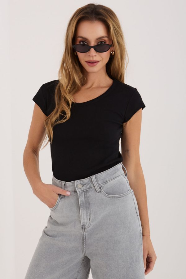 Black T-shirt in Women`s Tops, T-shirts, Singlets with Cotton and Spandex