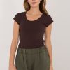 Brown T-shirt in Women`s Tops, T-shirts, Singlets with Cotton and Spandex