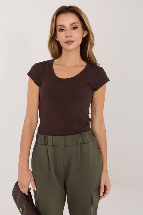 Brown T-shirt in Women`s Tops, T-shirts, Singlets with Cotton and Spandex