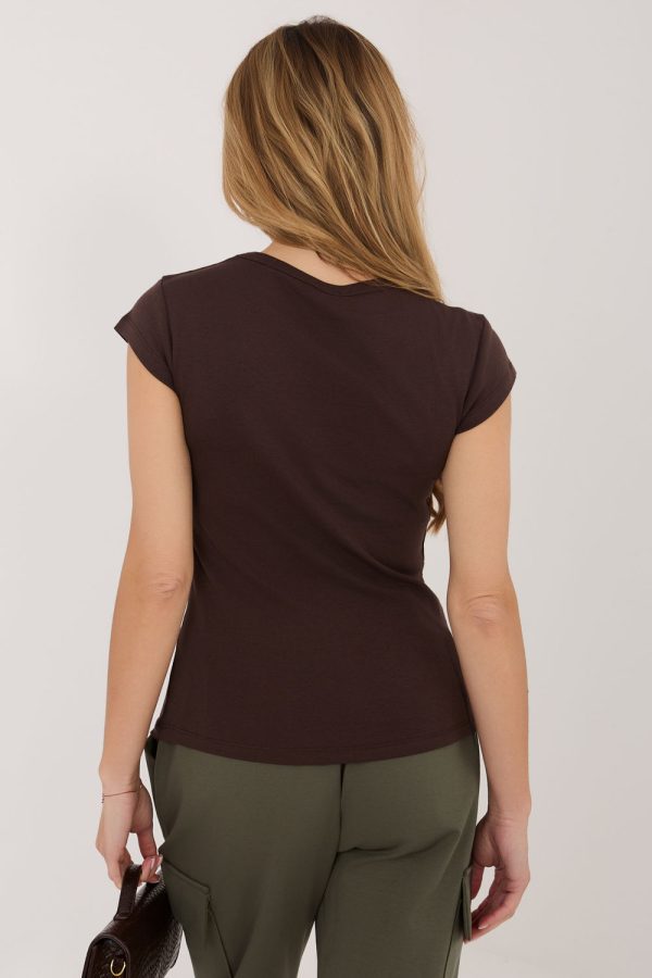 Brown T-shirt in Women`s Tops, T-shirts, Singlets with Cotton and Spandex