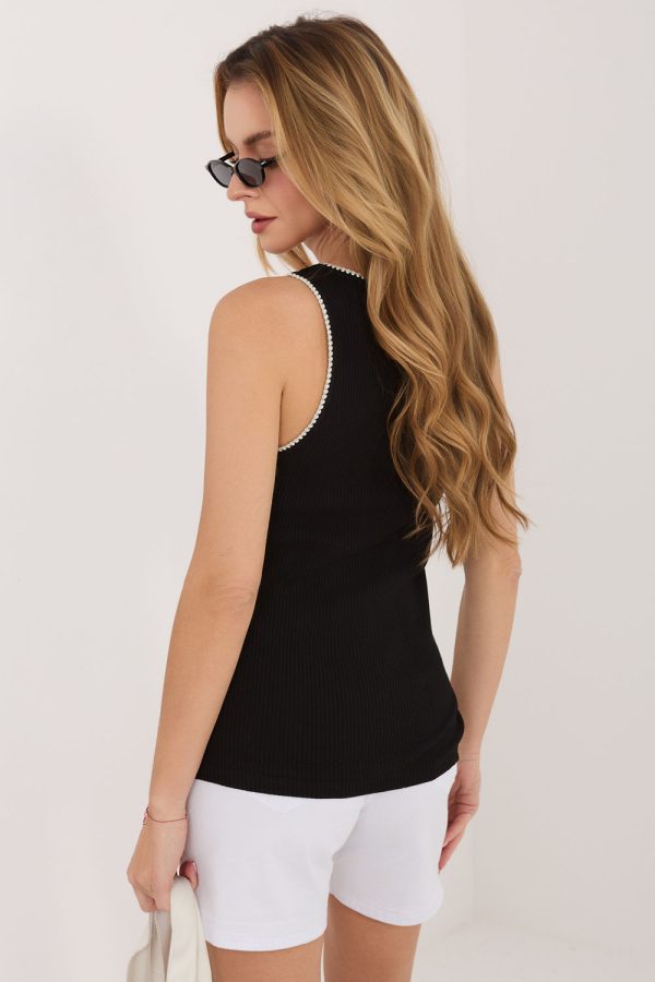 Black Top in Undershirts / Tops with Cotton and Spandex
