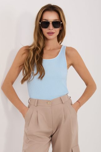 Blue Top in Undershirts / Tops with Cotton and Spandex