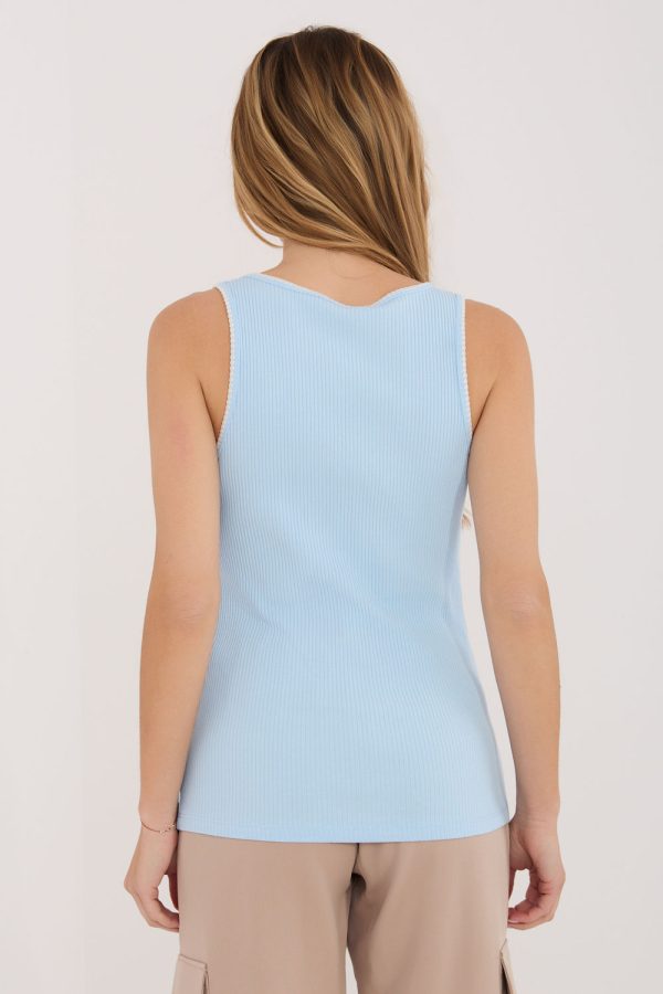 Blue Top in Undershirts / Tops with Cotton and Spandex